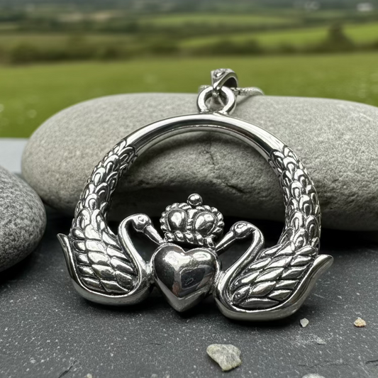 Loving Swan Claddagh Necklace