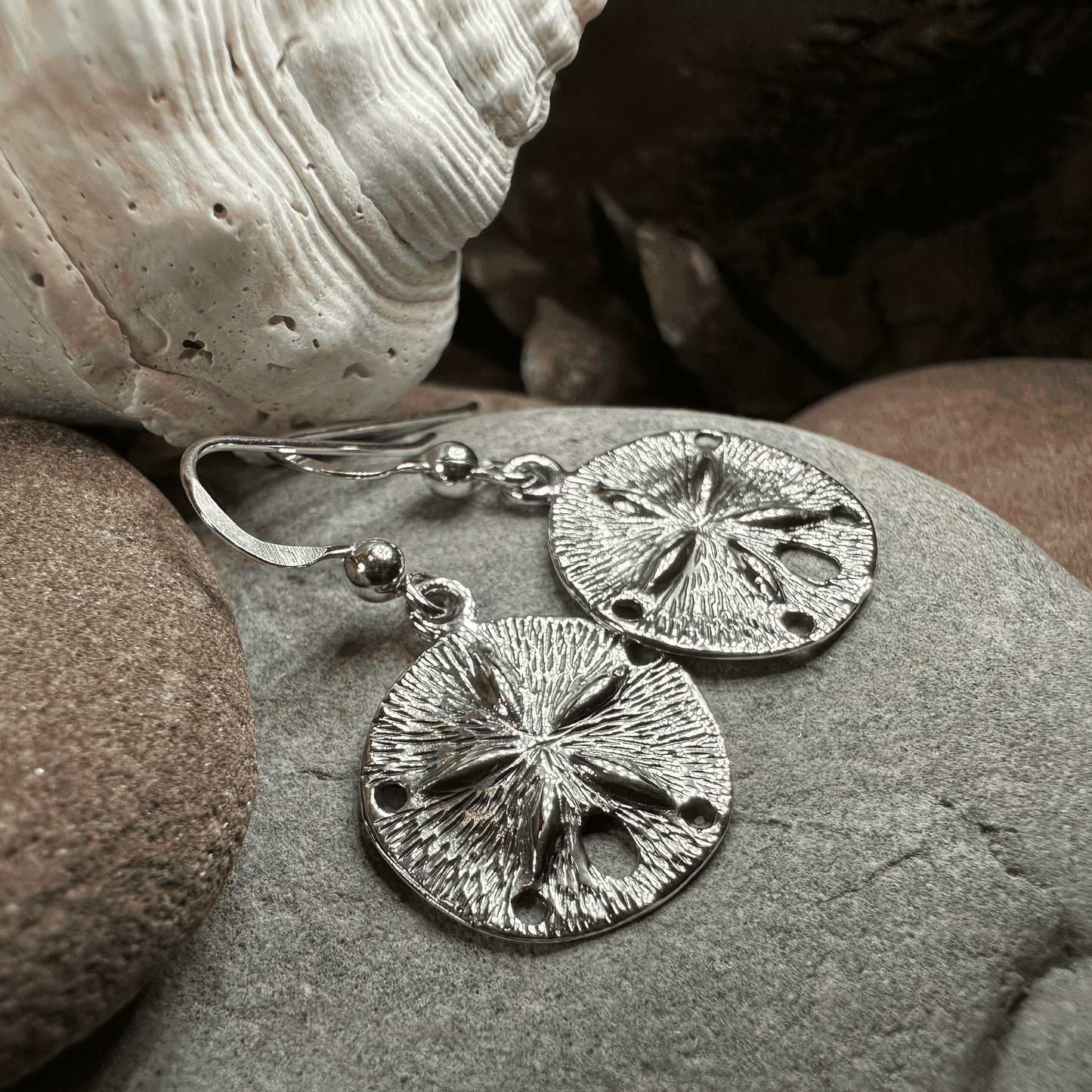 Seabrook Realistic Sand Dollar Earrings - 