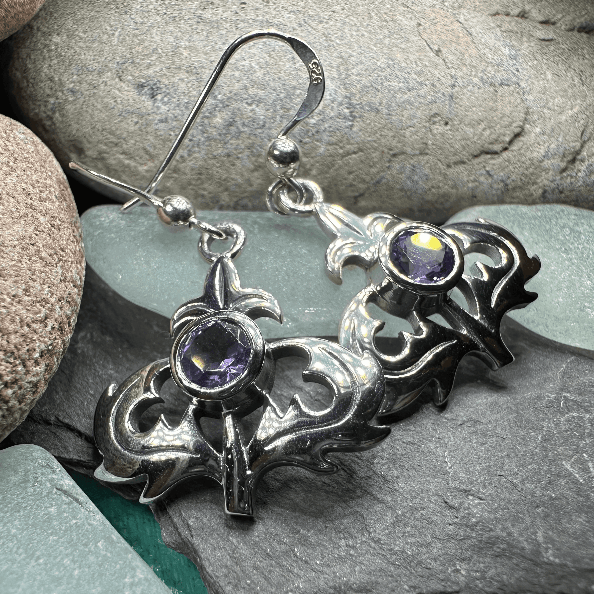 Amethyst Thistle Earrings - 