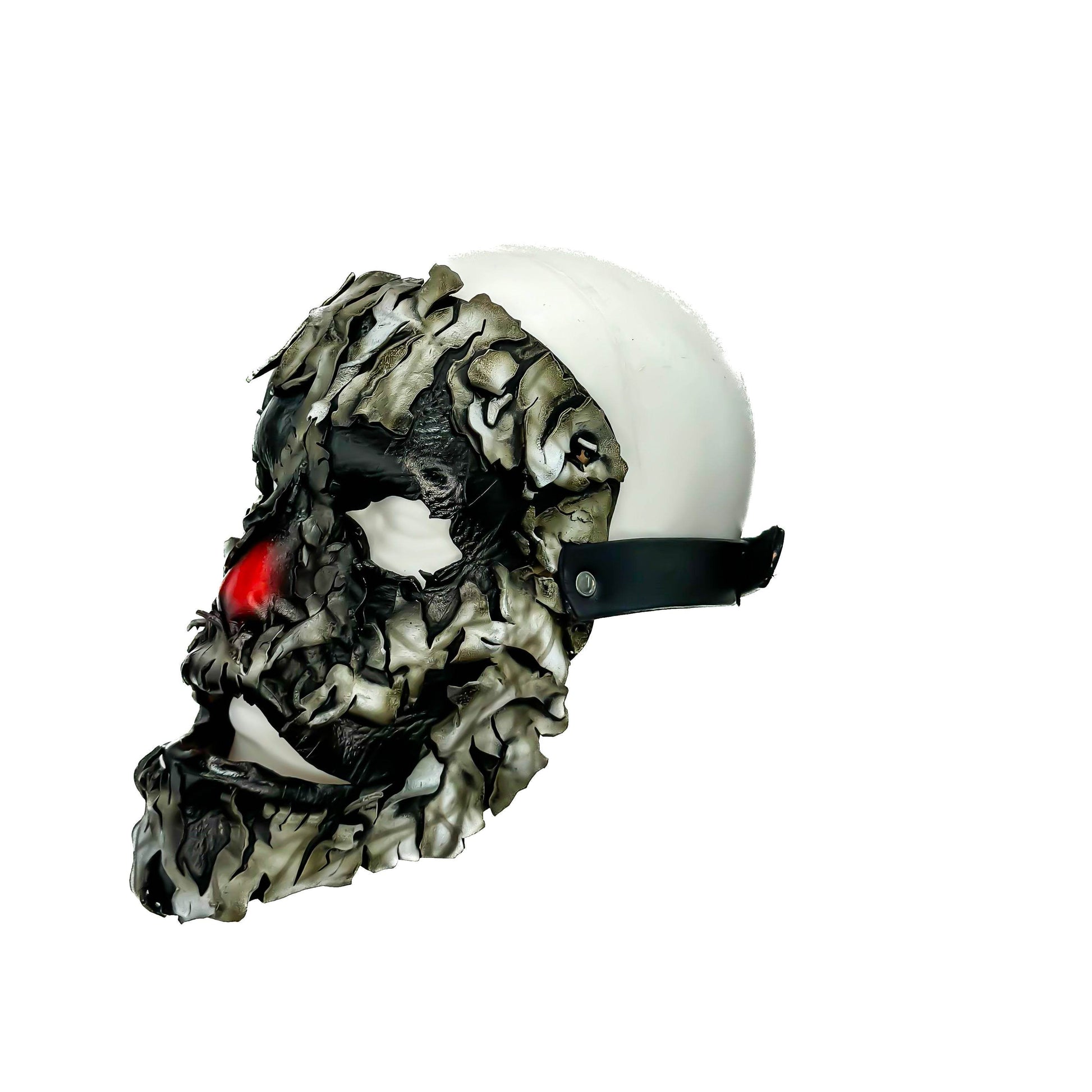 Genuine Leather Mask - Shattered Clown - Thick Straps w Velcro Included - Wide Mouth Edition - Leather Ties