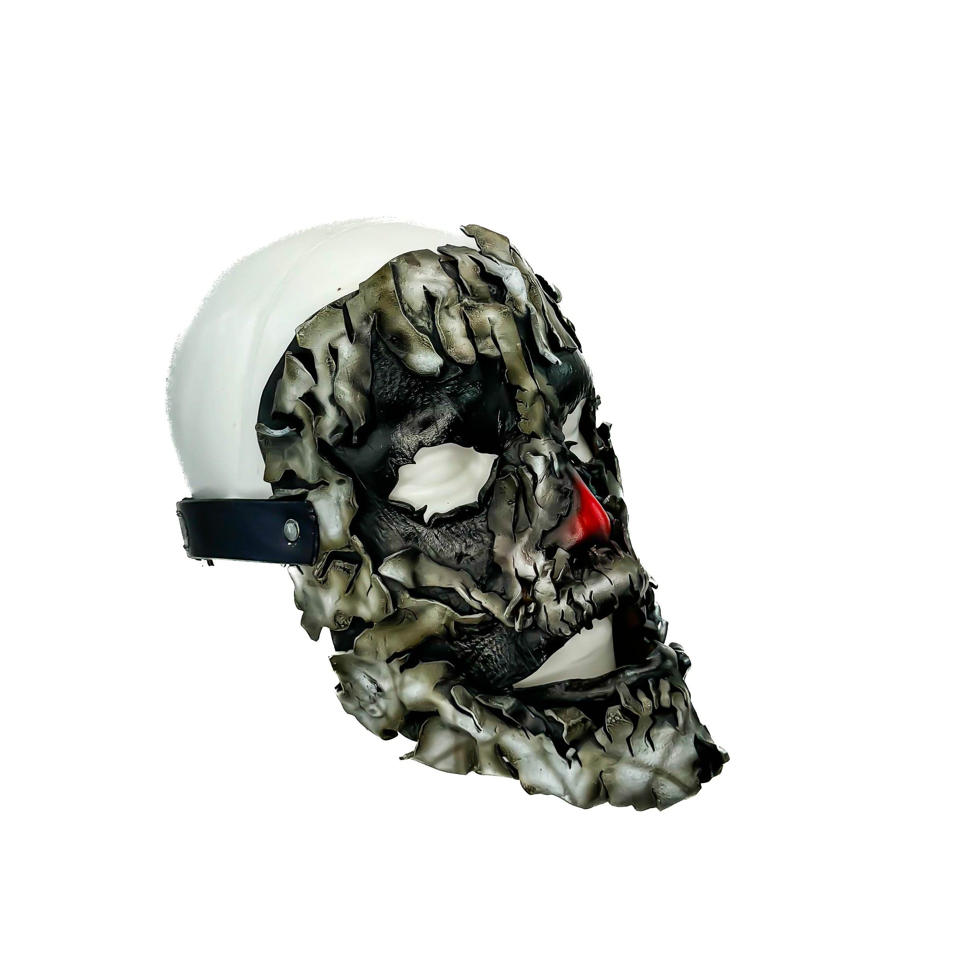 Genuine Leather Mask - Shattered Clown - Thick Straps w Velcro Included - Wide Mouth Edition - Leather Ties