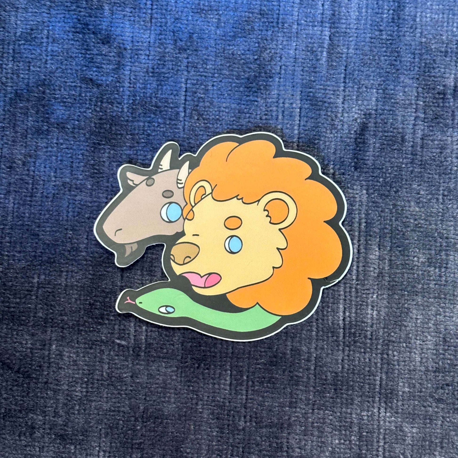 Cute Chimera Head Vinyl Sticker – Mythical Mashup in Kawaii Color - 