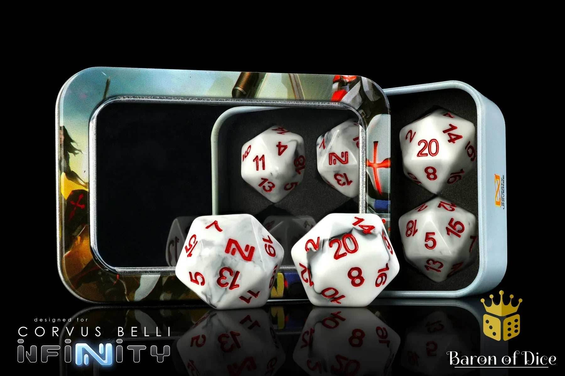 INFINITY: MARBLED RED, DICE SET - 