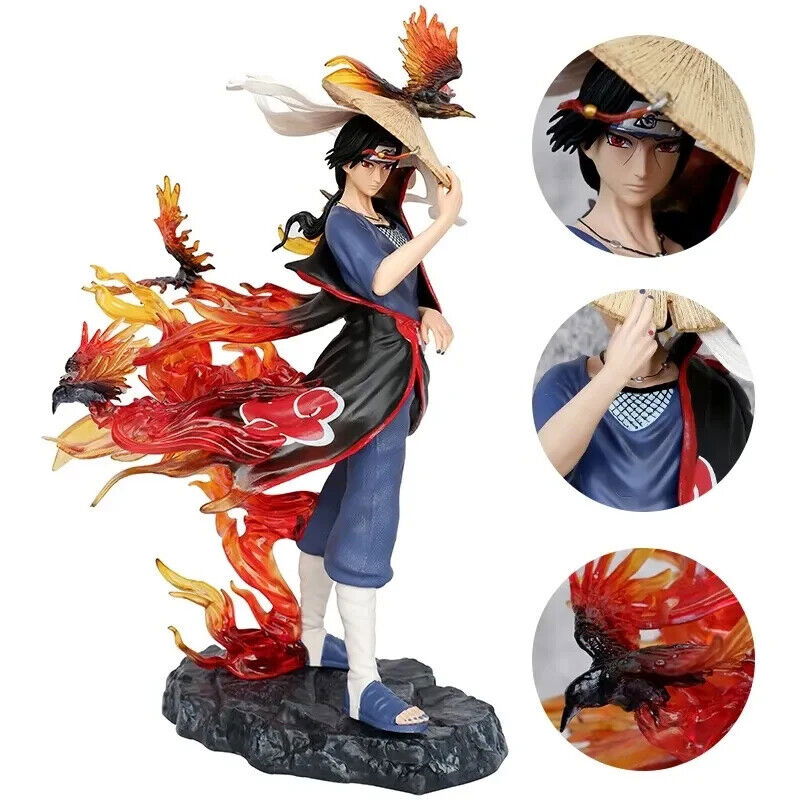 Itachi Uchiha Figure, Akatsuki Crows Red and Black Flames Amaterasu Figurines