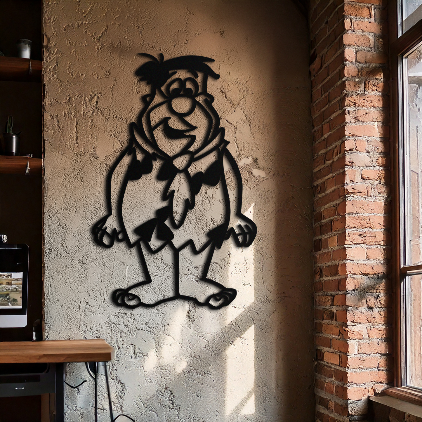 Fred Flintstone Metal Wall Art – Iconic Cartoon Character Silhouette for Fans- KAF662