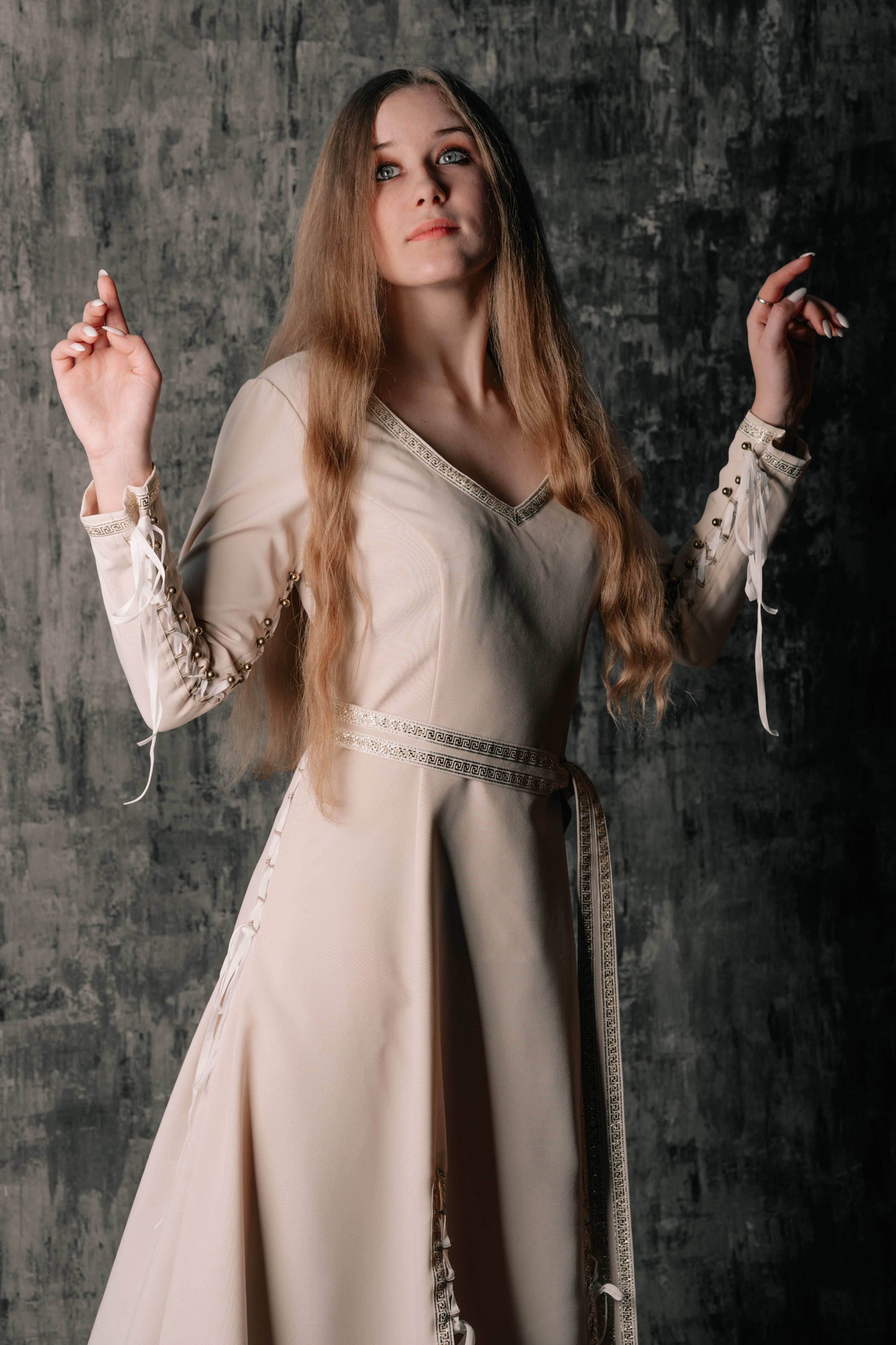 Elegant Lace-Up Green Dress - S / Green