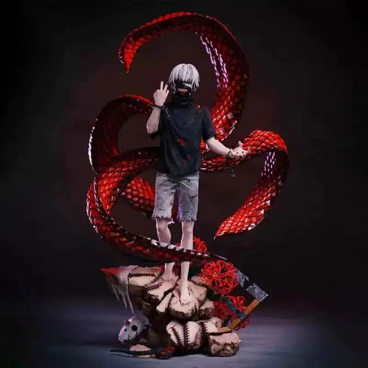 Kaneki Ken Anime Figure, Tokyo Ghoul Anime Figures PVC GK Statue Changeable Face Desk Decoration 39 cm