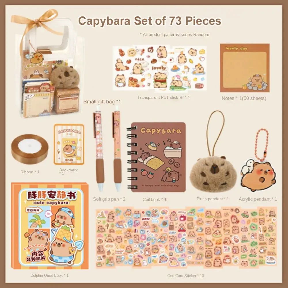 Kawaii Capybara Stationery Set, Abundant Cartoon Cute Birthday Gift for School Students