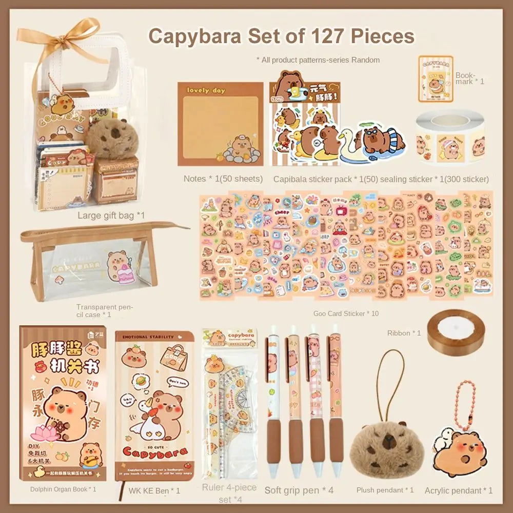 Kawaii Capybara Stationery Set, Abundant Cartoon Cute Birthday Gift for School Students