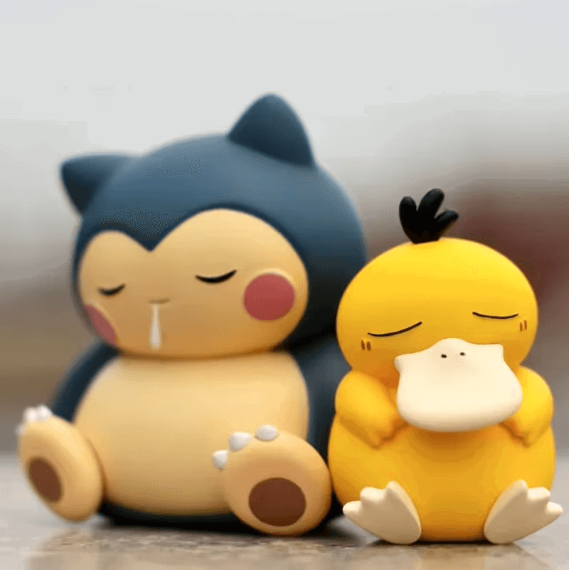 Kawaii Sleeping Snorlax, Gonbe, Psyduck Pokemon Anime Figure Set