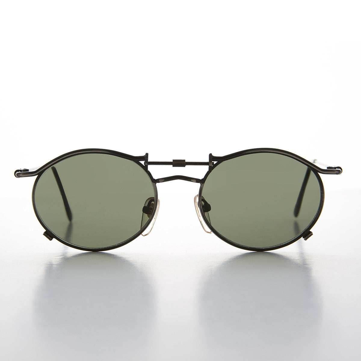 90s Oval Steampunk Sunglass Optical Quality - Lucian - Gold / Green Lens