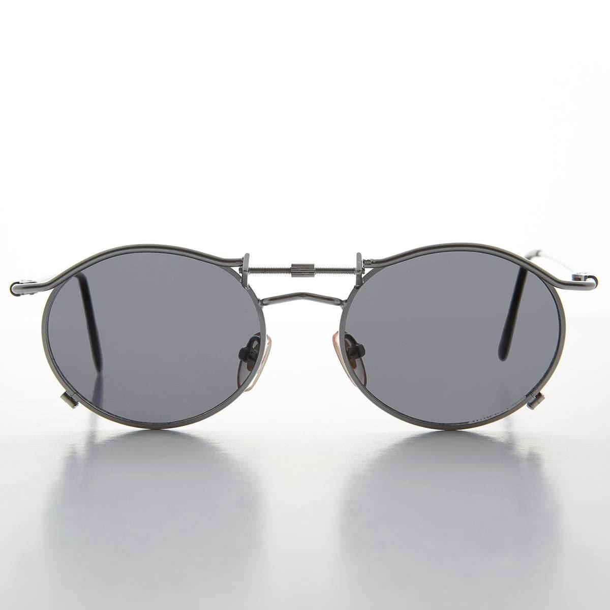 90s Oval Steampunk Sunglass Optical Quality - Lucian - Gold / Green Lens