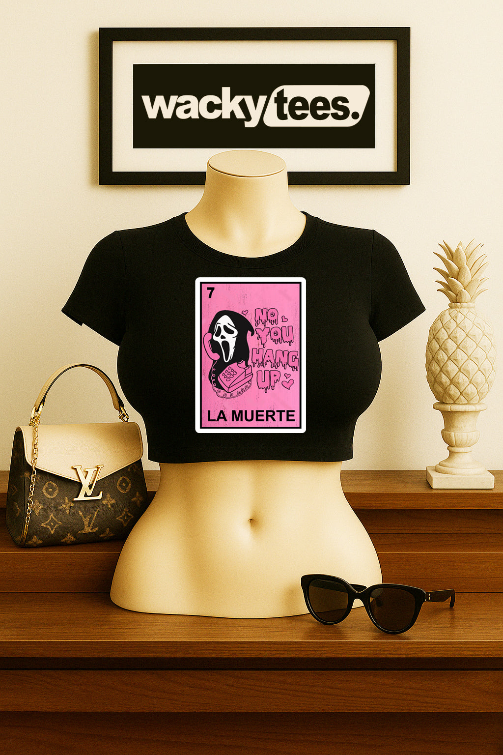 La Muerte Ghostface No You Hang up Loteria Mexican Bingo Graphic Tee Shirt