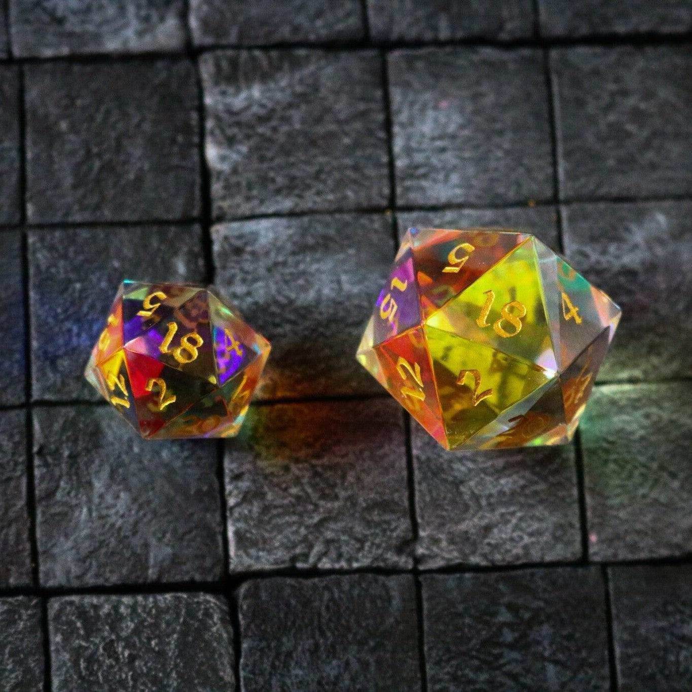 Large Dragon Egg Dichroic Glass D20 Gemstone Polyhedral Dice - Only 1 D20