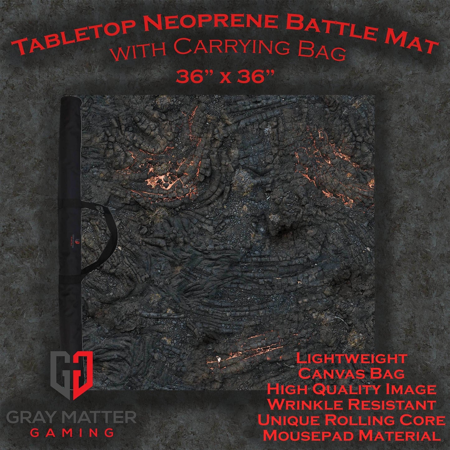 Lava Flows - Neoprene Battle Mat with Bag - 36x36
