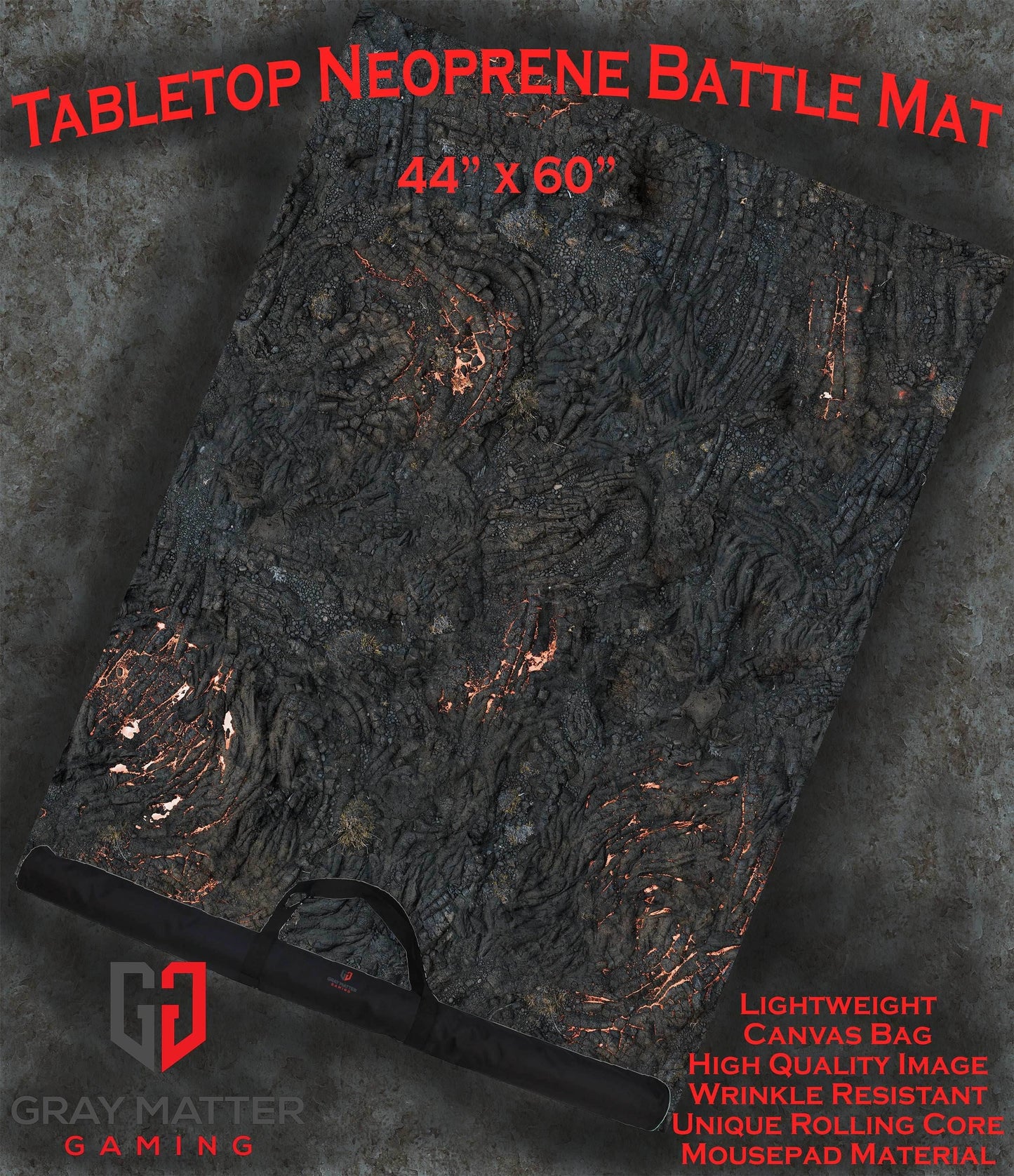 Lava Flows - Neoprene Battle Mat with Bag - 48x72