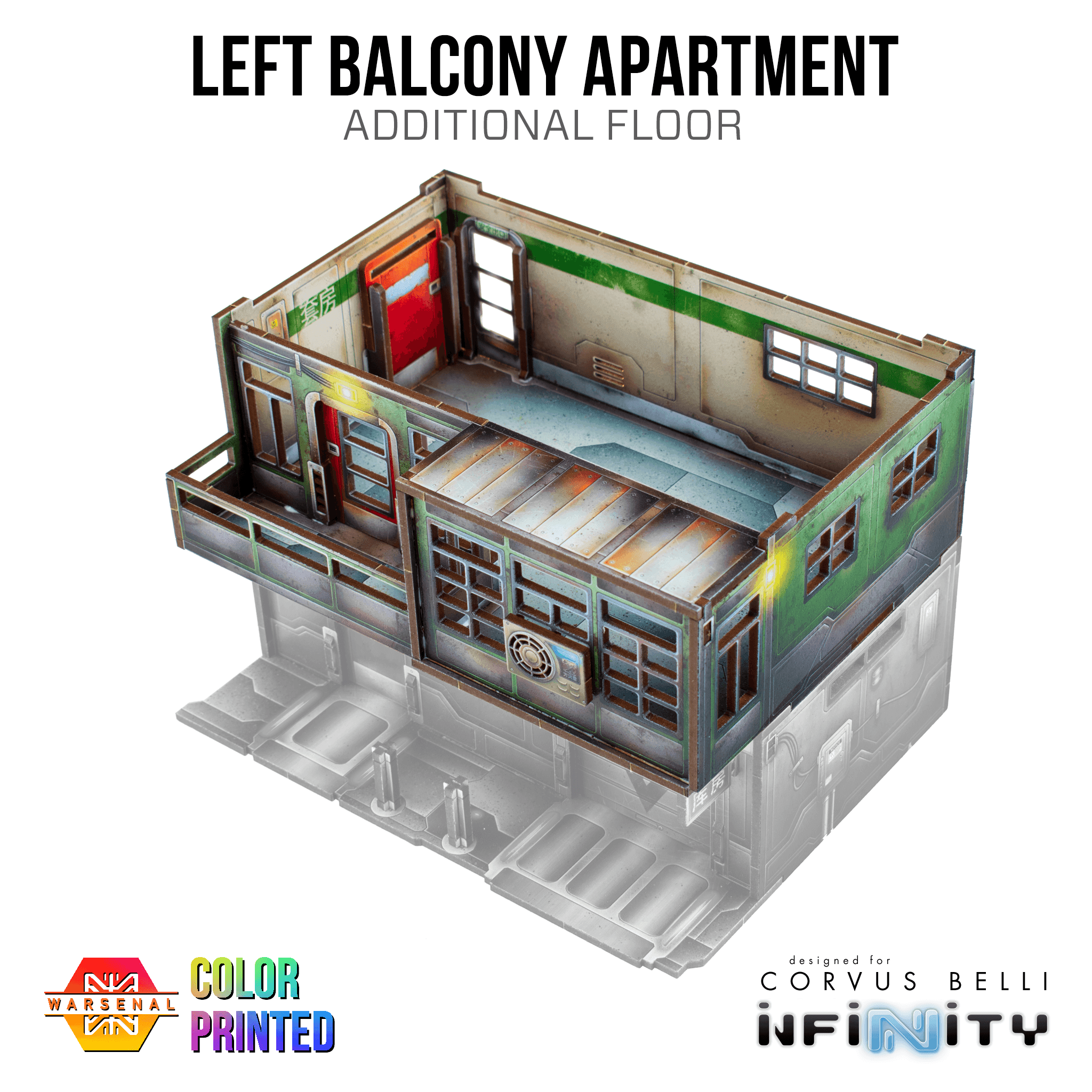 Xiguan Components - Additional Floors - Left Balcony Apartment / Color Printed