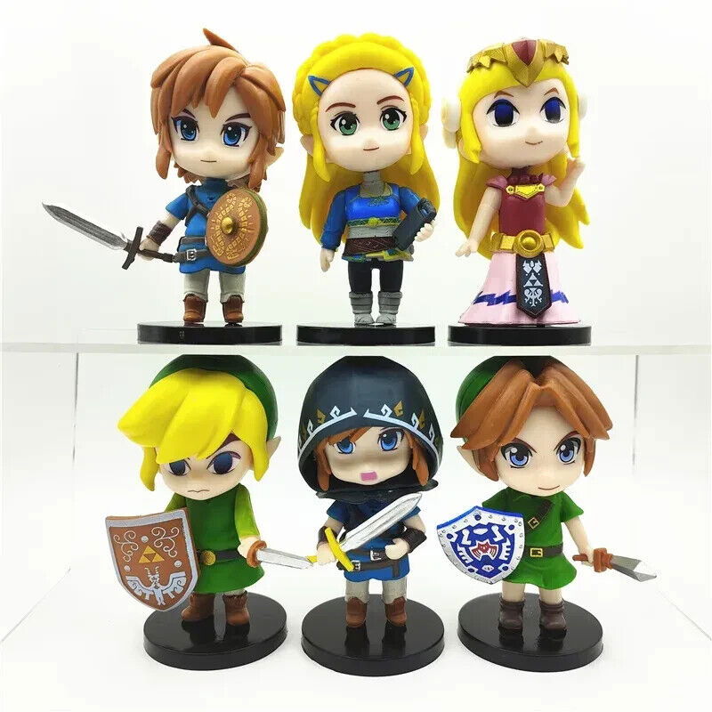 Legend of Zelda 6 Pcs Set Figure, Princess Zelda and Link Gaming Figurine 4 in