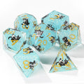 Dynamic Music Black Cat Light Blue Glitter Resin DND Dice Set