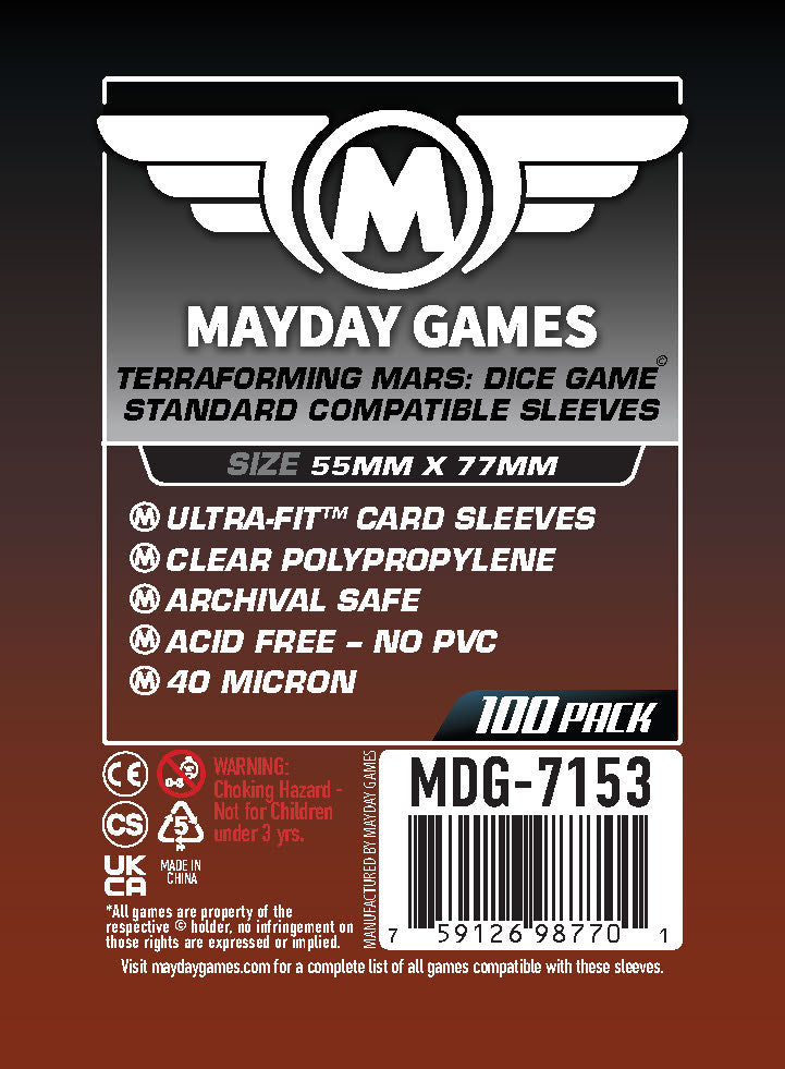 "Terraforming Mars: Dice Game" Compatible Sleeves (55x77mm)