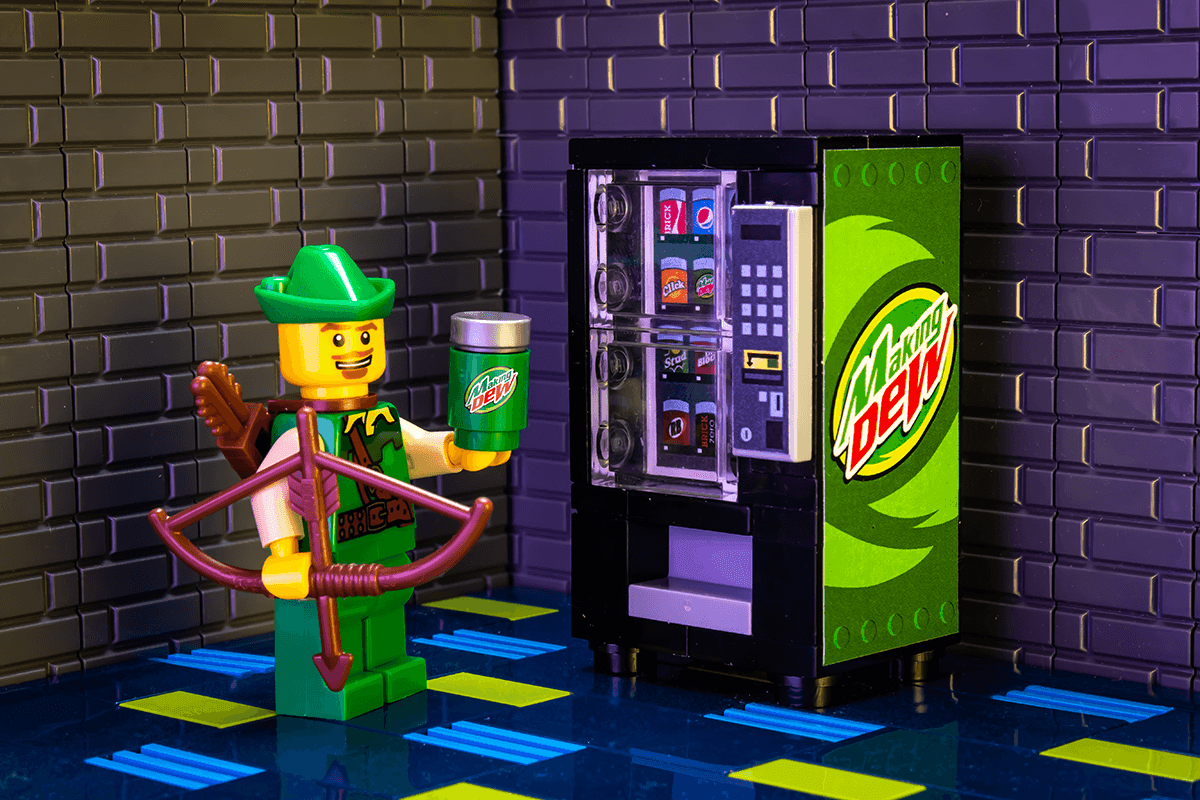 Making Dew - B3 Customs Soda Vending Machine made using LEGO parts - 