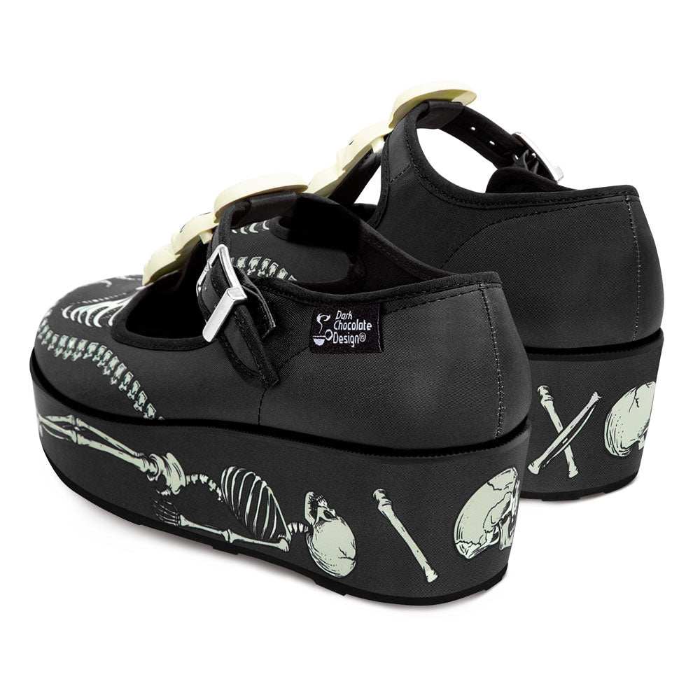 Chocolaticas® Skeletons Under Your Bed Women's Mary Jane Platform - 