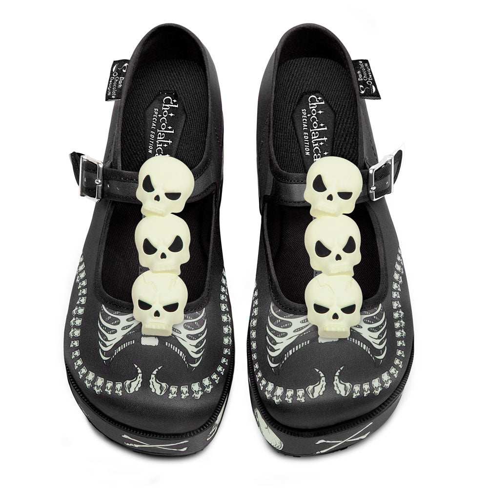 Chocolaticas® Skeletons Under Your Bed Women's Mary Jane Platform - 
