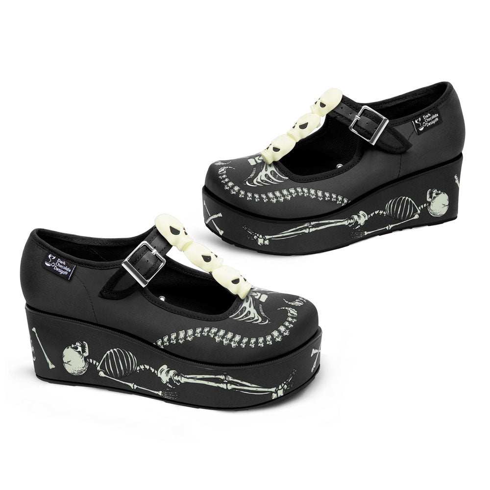 Chocolaticas® Skeletons Under Your Bed Women's Mary Jane Platform - 