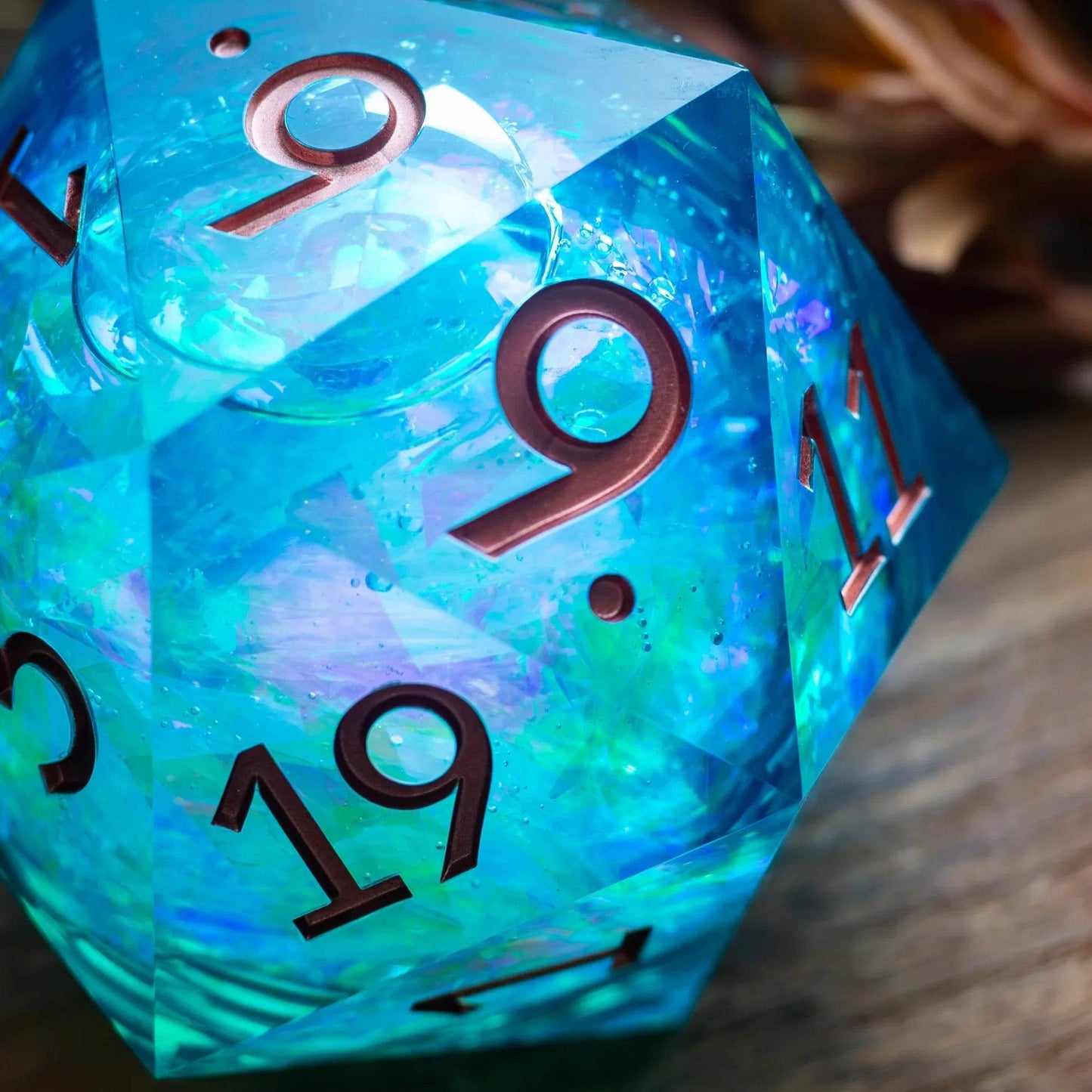 Massive Sea Green Teal Liquid Core 95MM Chonk Handmade Resin Dice And Box - Only 1 D20