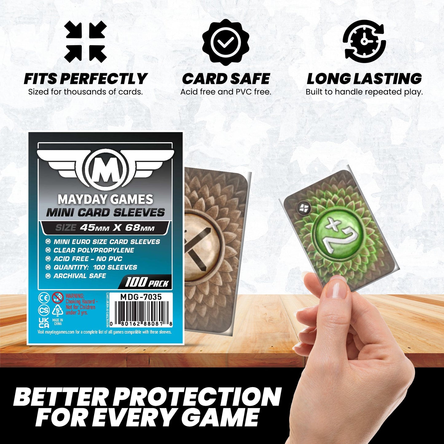 Mini Euro Card Sleeves (45x68mm) Standard 7035 or Premium 7080