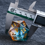35mm Transparent Resin Giant DND D20 Flower Dice + Gold Numbers