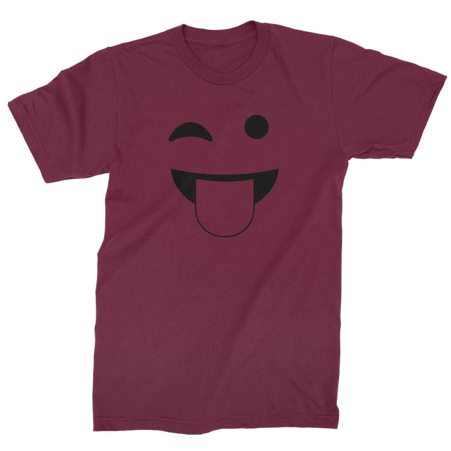 Emoticon Tongue Hanging Out Smile Face Mens T-shirt - Maroon / Mens Small