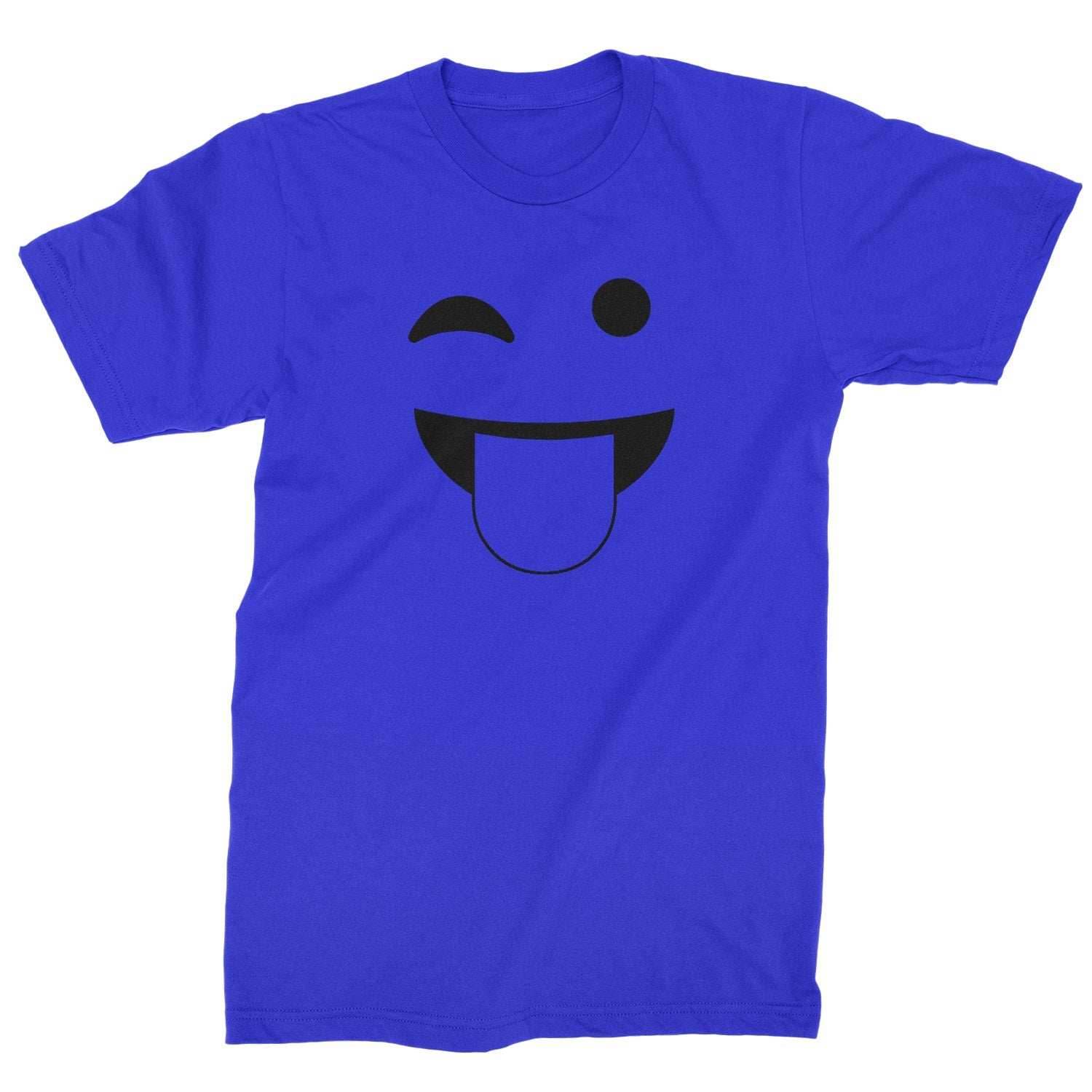 Emoticon Tongue Hanging Out Smile Face Mens T-shirt - Royal Blue / Mens Small