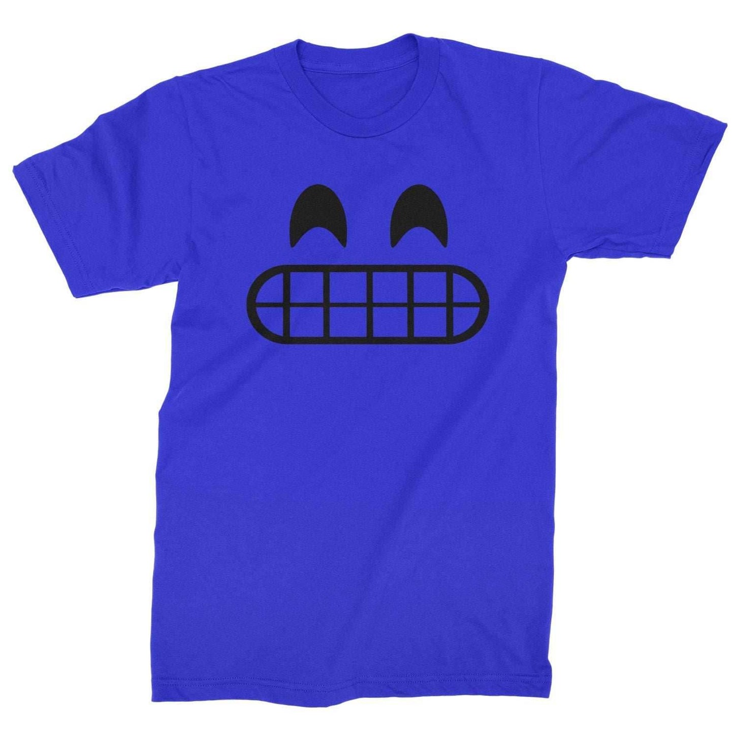 Emoticon Grinning Smile Face Mens T-shirt - Royal Blue / Mens Small