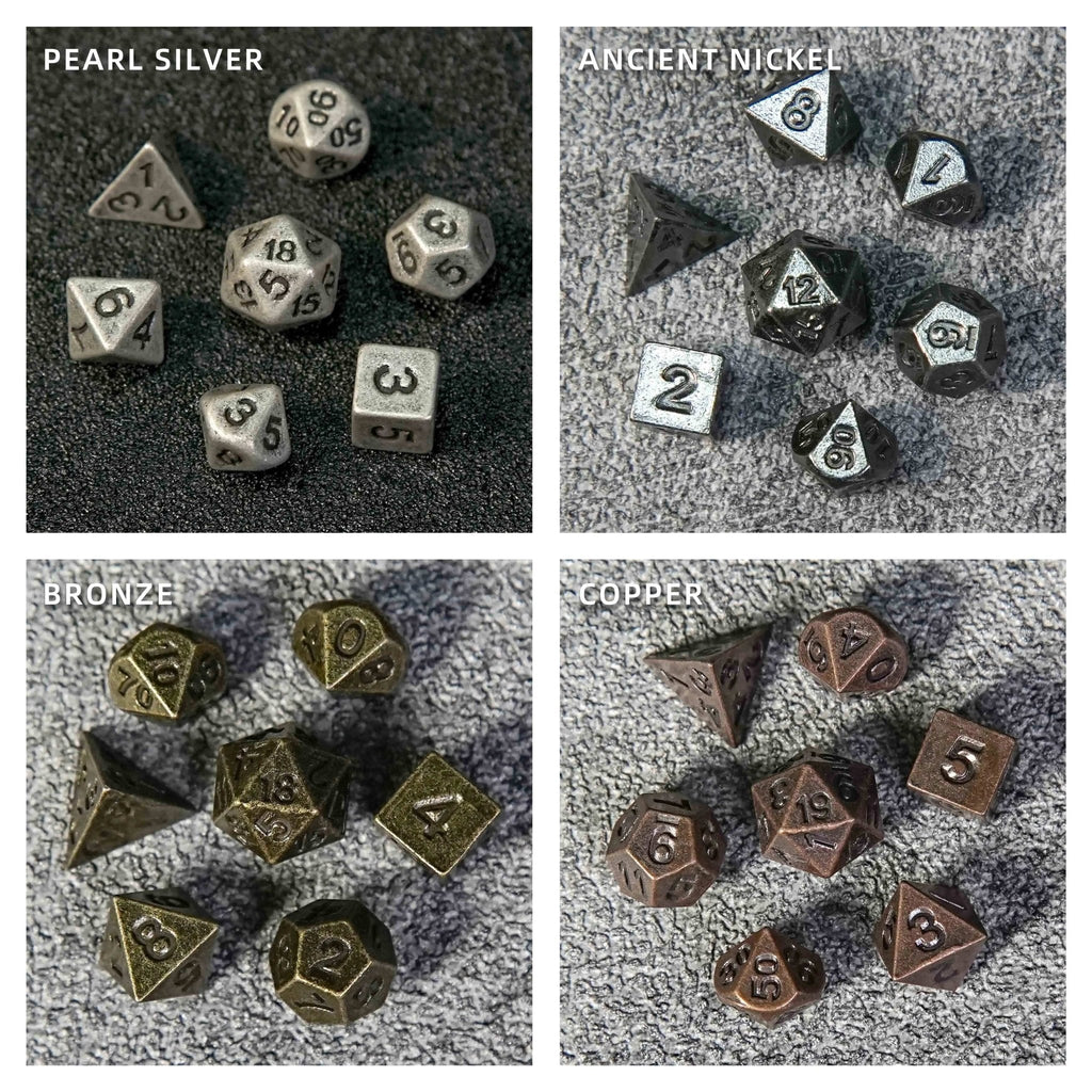 Cool Bronze Skull Dual Guns Steampunk Engraving Box Chain + Unique Mini Dice Sets