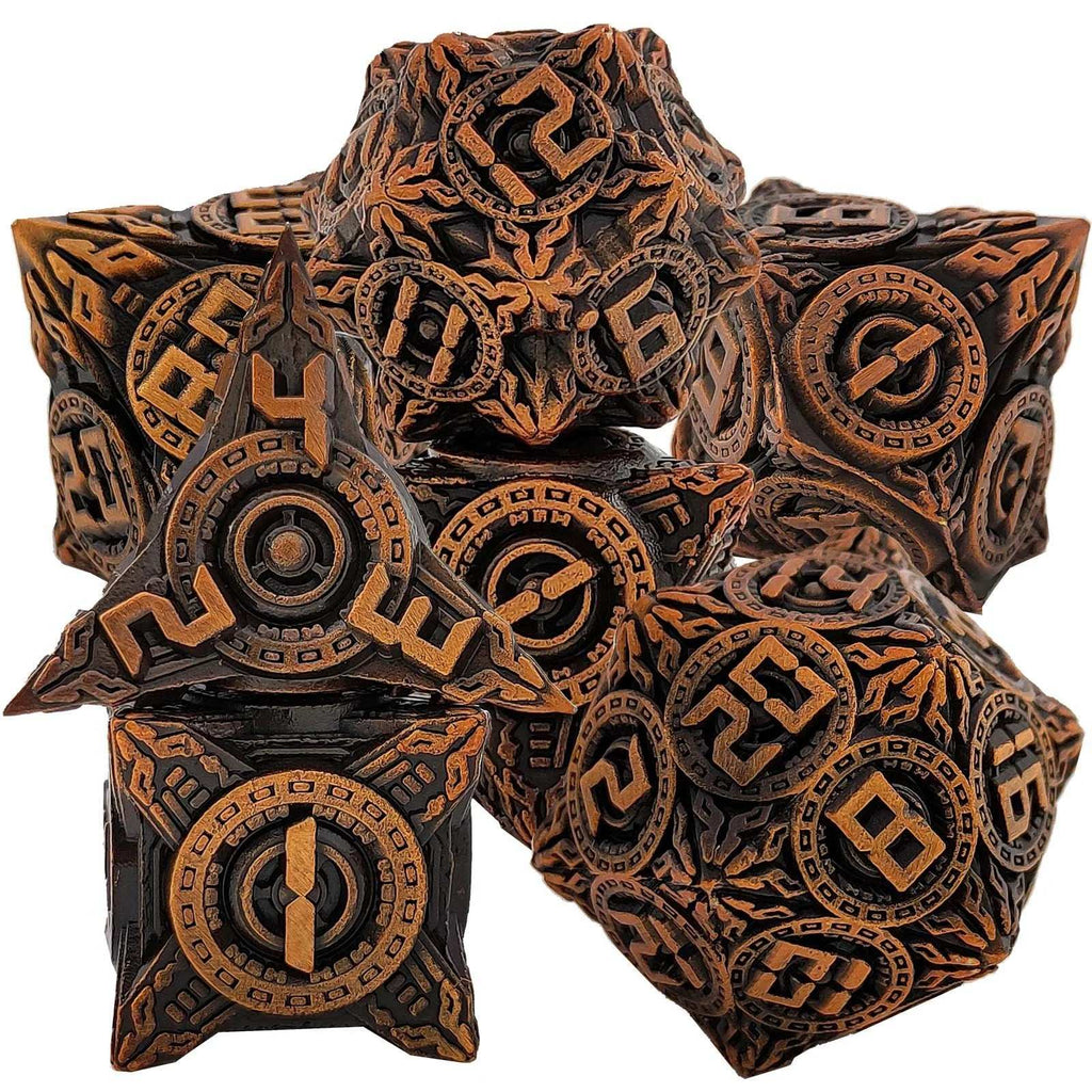 UFO Elements - Solid Metal DND Dice Set Ancient Gold
