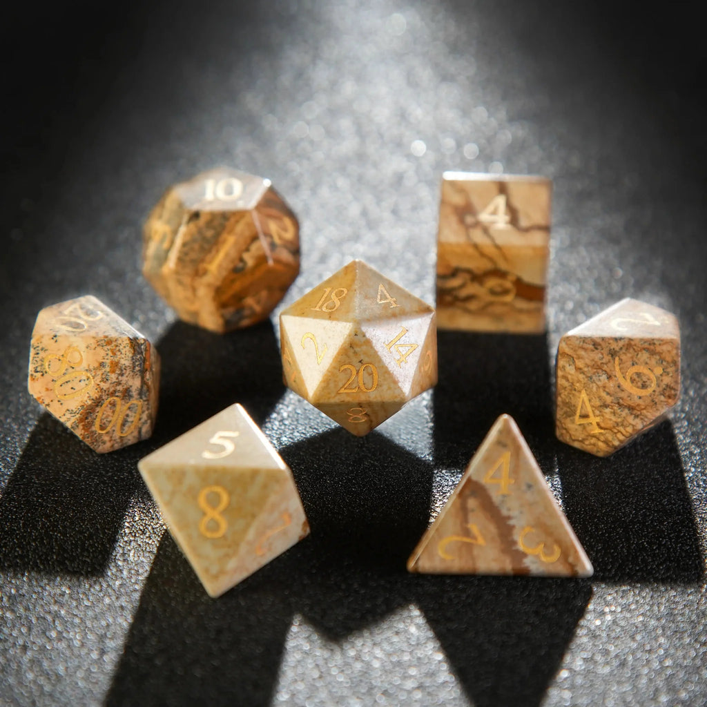 Muddy yellow natural rock texture DND dice set