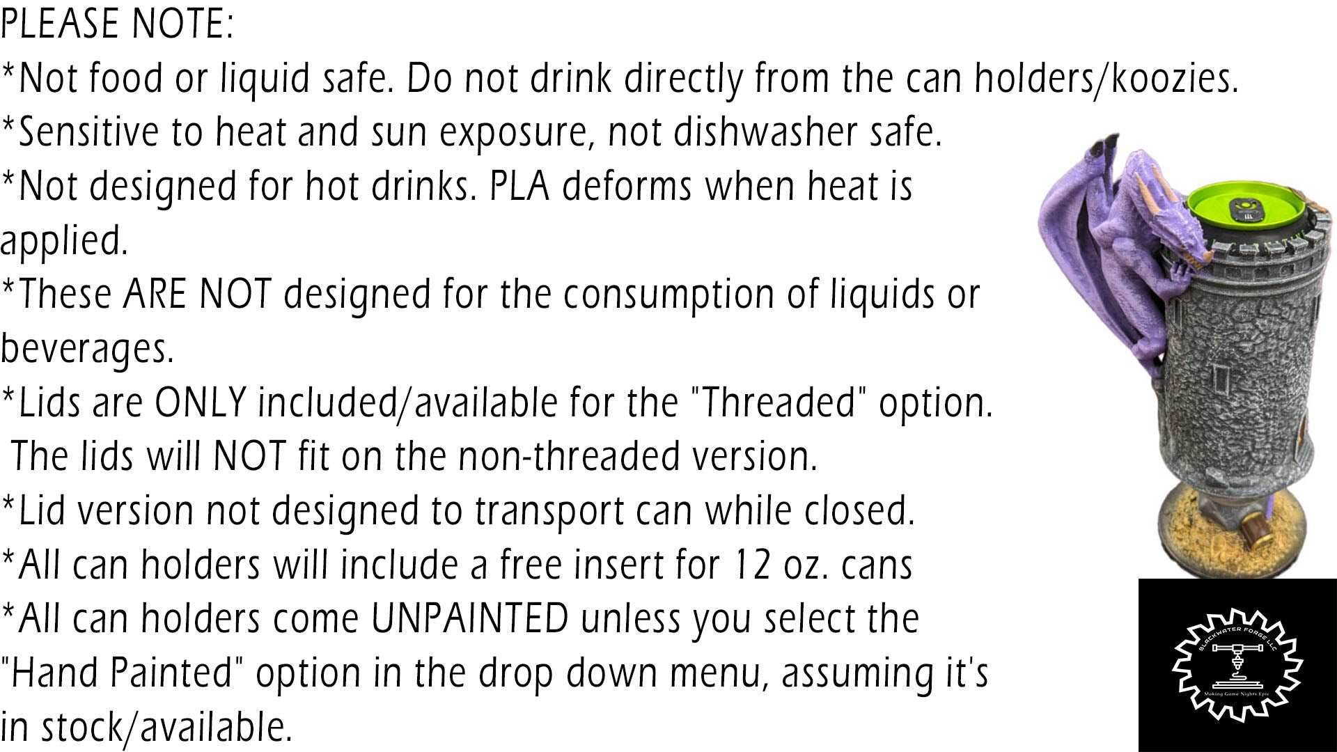 Fighter Class 3D Printed Dice Vault | Drink Koozie | Mug Stein | Tabletop RPG Gaming Fantasy Cosplay - Dungeons and Dragon DnD D&D Wargaming - Black / Non Threaded-No Lid