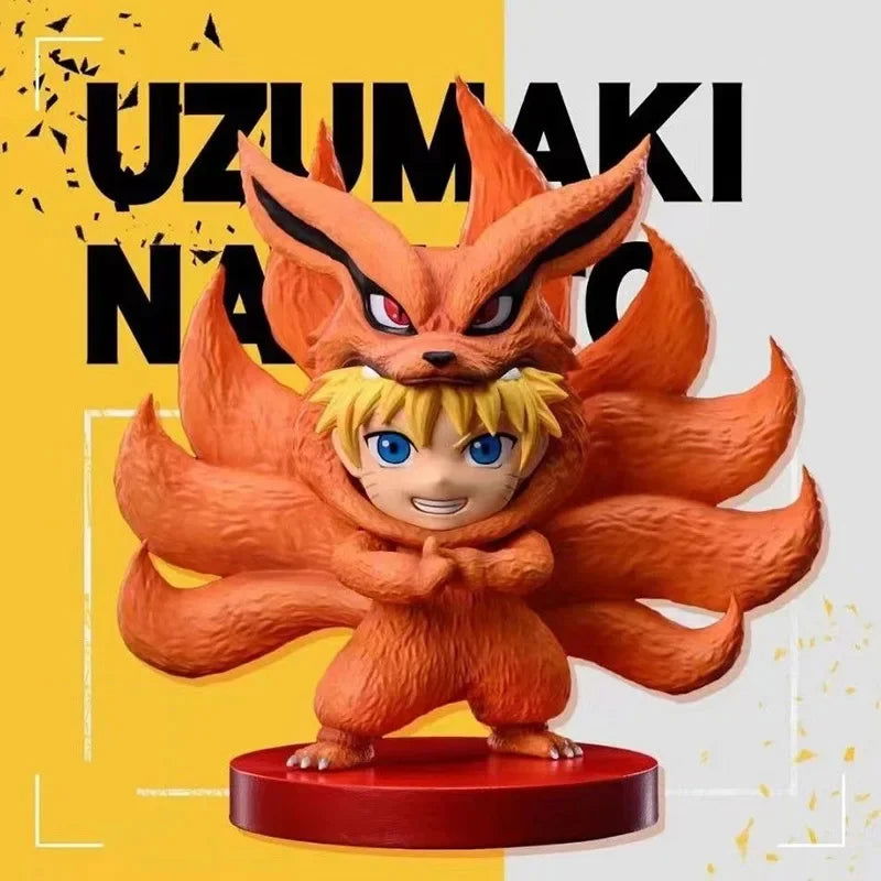 NARUTO Shippuden Chibi Figurines, Uzumaki Naruto and Gaara Tail Beast Form Action Figures Naruto Sandstorm Kawaii Cute Statues PVC Collection Toys 15cm
