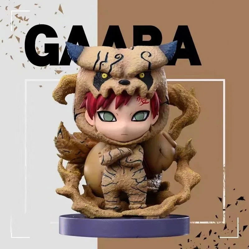 NARUTO Shippuden Chibi Figurines, Uzumaki Naruto and Gaara Tail Beast Form Action Figures Naruto Sandstorm Kawaii Cute Statues PVC Collection Toys 15cm