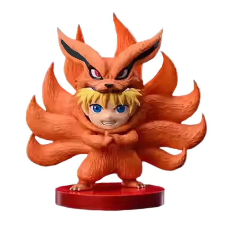 NARUTO Shippuden Chibi Figurines, Uzumaki Naruto and Gaara Tail Beast Form Action Figures Naruto Sandstorm Kawaii Cute Statues PVC Collection Toys 15cm