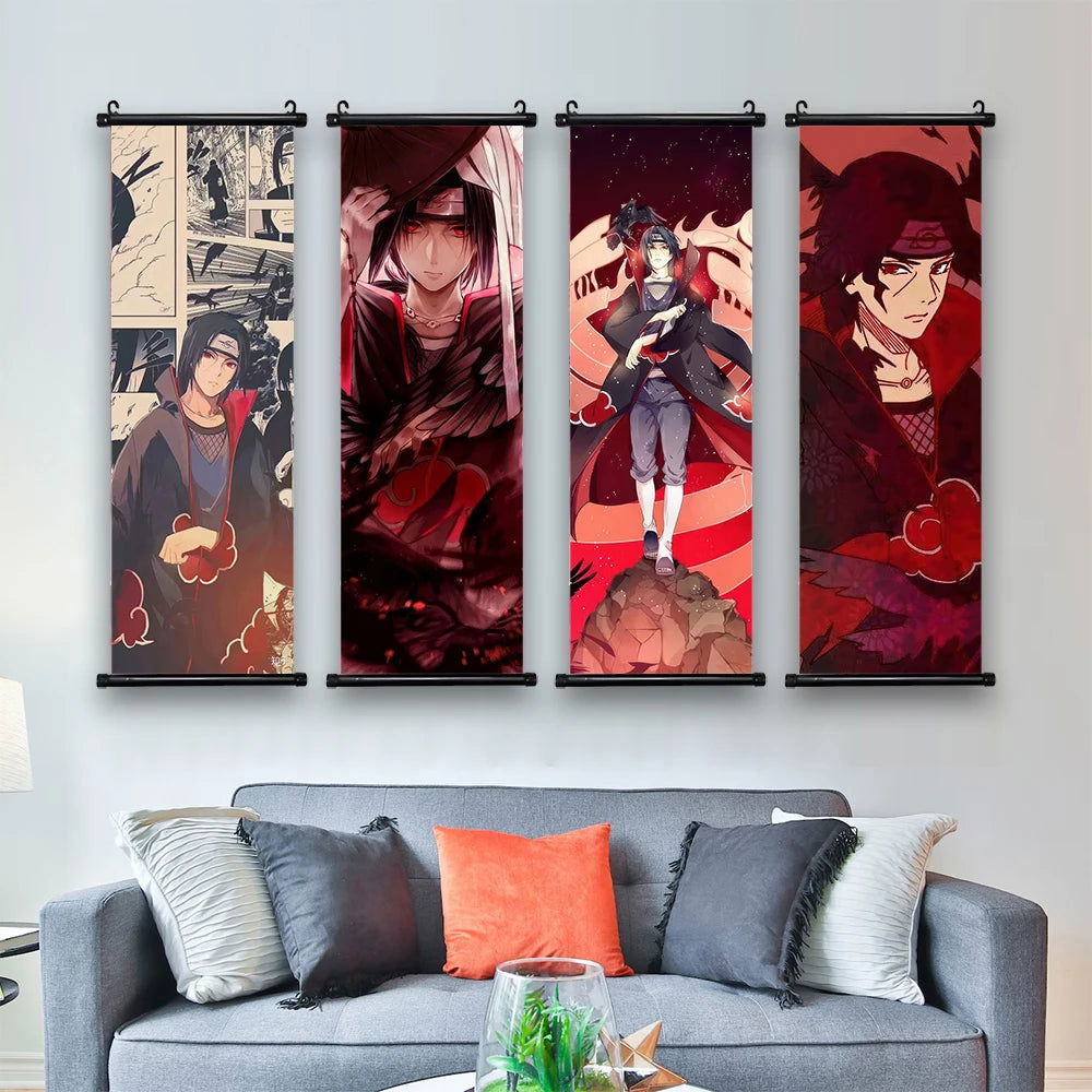 Naruto Shippuden Akatsuki Members Posters, Hot Japanese Anime Poster Scroll Style Canvas Wall Art Wall Hanging Home Decor