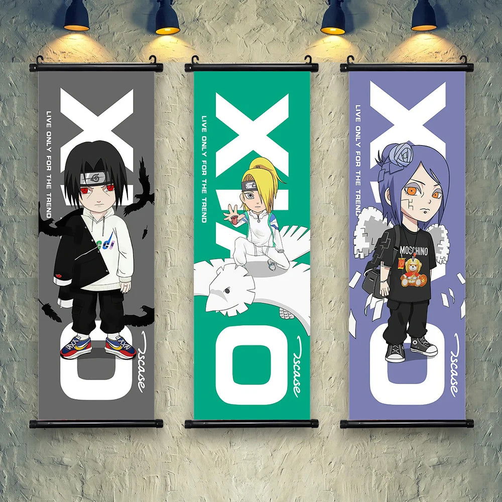 Naruto Shippuden Akatsuki Members Posters, Hot Japanese Anime Poster Scroll Style Canvas Wall Art Wall Hanging Home Decor