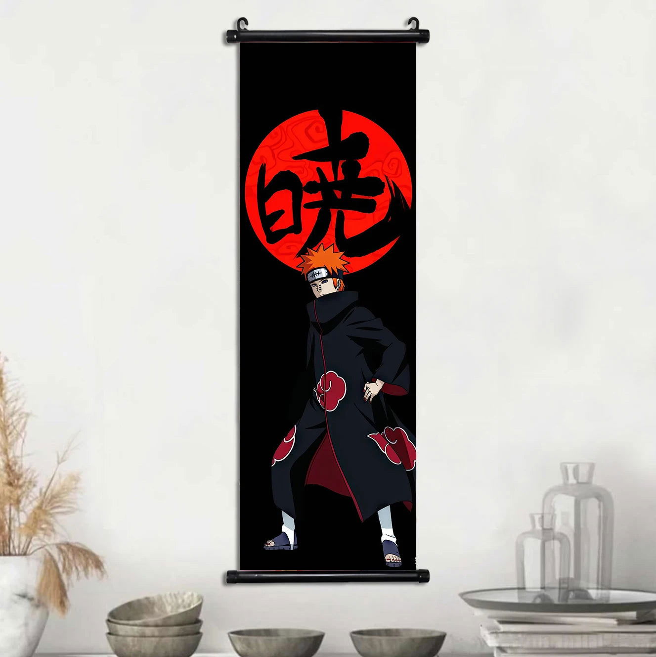 Naruto Shippuden Akatsuki Members Posters, Hot Japanese Anime Poster Scroll Style Canvas Wall Art Wall Hanging Home Decor