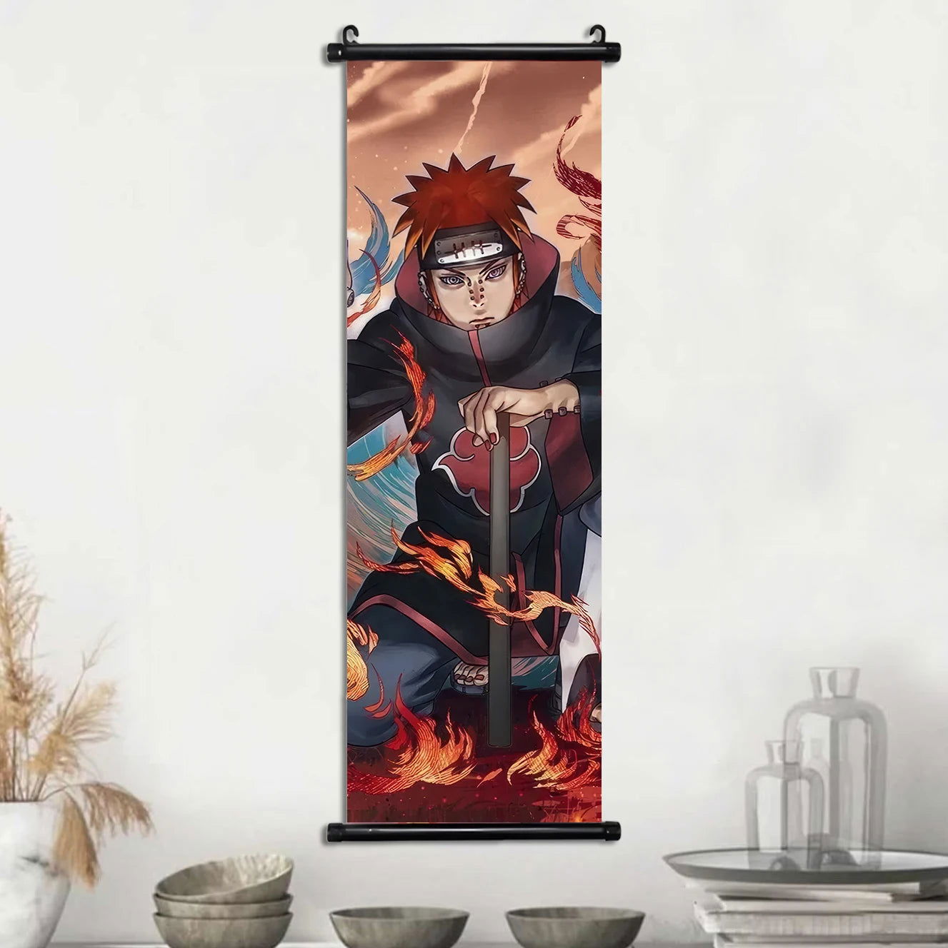 Naruto Shippuden Akatsuki Members Posters, Hot Japanese Anime Poster Scroll Style Canvas Wall Art Wall Hanging Home Decor