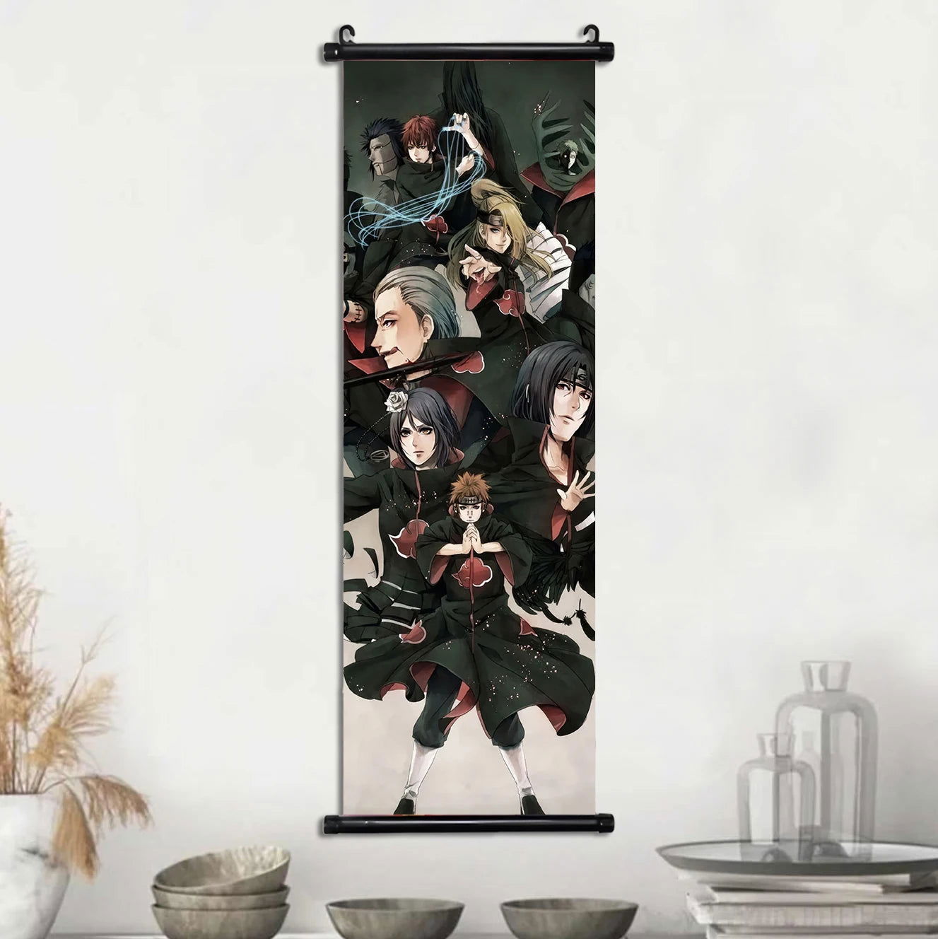 Naruto Shippuden Akatsuki Members Posters, Hot Japanese Anime Poster Scroll Style Canvas Wall Art Wall Hanging Home Decor