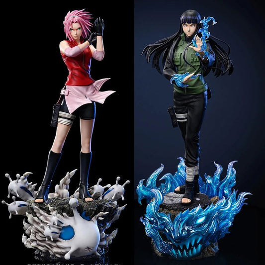 Naruto Shippuden Figures, Haruno Sakura and Hyuga Hinata Action Figures, PVC Anime Model Collection Statue Toys 34 cm