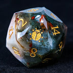 Kickstarter Dice - Natural Bloodstone DND Gemstone Dice Set - Khepri's Blessing