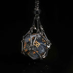Natural Grey Marble D&D Gemstone Dice Set + Gold Numbers