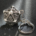 Multicolor Metal Hollow D20 Dice Necklace、Keychain + Mini DND Dice Set